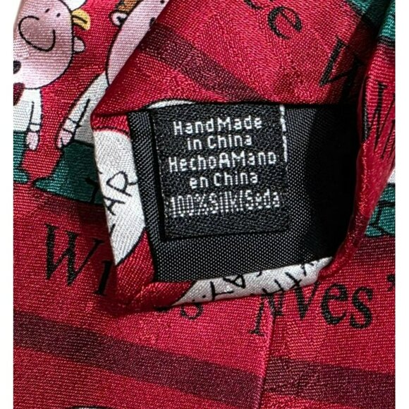 VTG John Ashford Silk Christmas Neck Tie Three Wives Men Cartoon Holiday Party - Picture 4 of 7